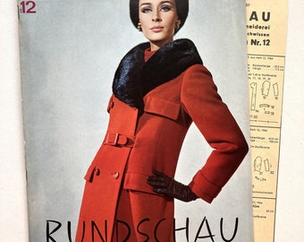 RUNDSCHAU für die Damenschneiderei - Vintage Modezeitschrift Fachzeitschrift mit Schnittmusterbogen  Heft Nr. 12/Dezember 1964