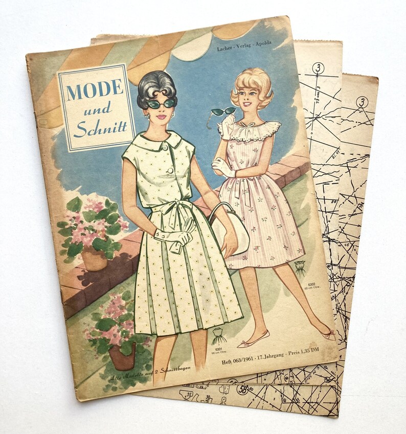 MODE UND SCHNITT Vintage Nähzeitschrift Modezeitschrift Modemagazin mit Schnittmusterbögen Heft 063 von 1961 Bild 1