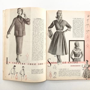 MODES & TRAVAUX französische vintage Modezeitschrift Handarbeitsheft mit Handarbeitsbogen Juli 1955 Bild 2