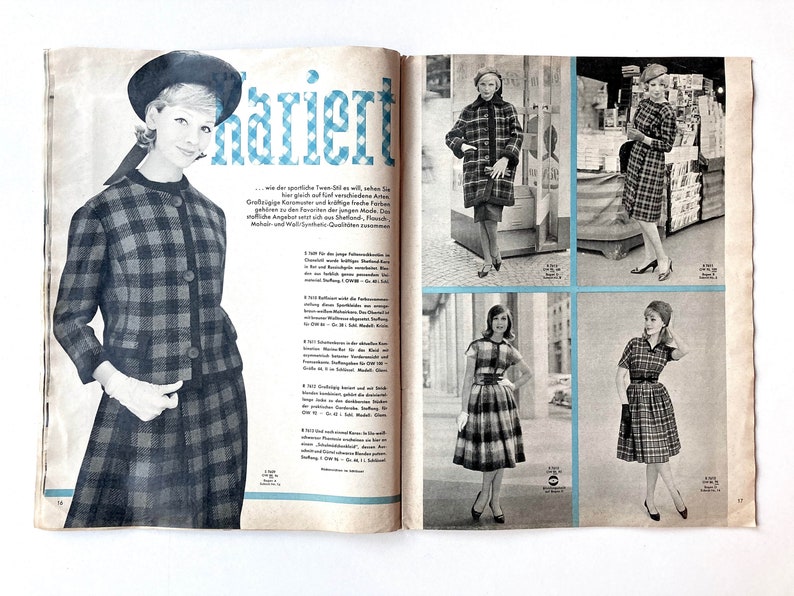 NEUER SCHNITT Vintage Nähzeitschrift Modezeitschrift Modemagazin mit Schnittmustern Januar 1961 Schwabe Verlag Bild 6