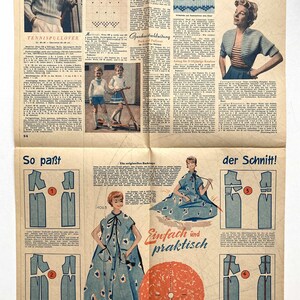 FREUNDIN DER FRAU Vintage Nähzeitschrift Modezeitschrift Modeheft mit Schnittmusterbogen März 1958 Bild 3