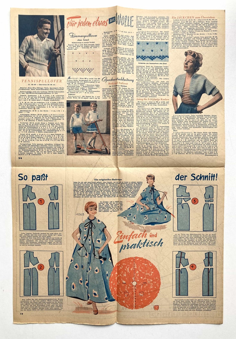 FREUNDIN DER FRAU Vintage Nähzeitschrift Modezeitschrift Modeheft mit Schnittmusterbogen März 1958 Bild 3