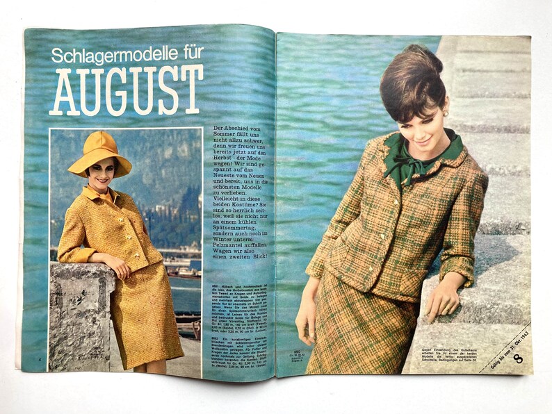 BURDA MODEN Vintage Nähzeitschrift Modemagazin mit Schnittmustern Heft Nr. 8 August 1963 image 2