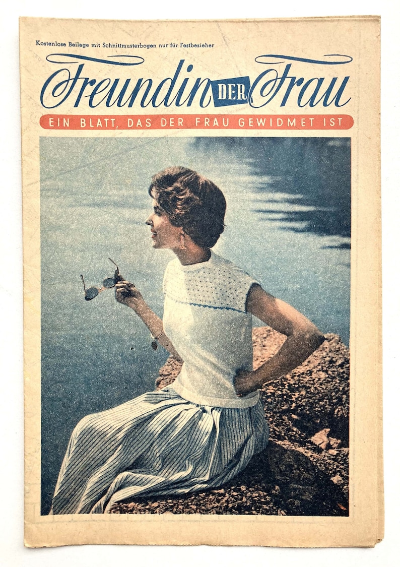 FREUNDIN DER FRAU Vintage Nähzeitschrift Modezeitschrift Modeheft mit Schnittmusterbogen März 1958 Bild 1