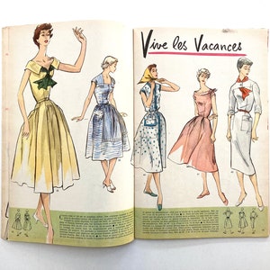 MODES & TRAVAUX französische vintage Modezeitschrift Handarbeitsheft mit Handarbeitsbogen Juli 1955 Bild 5