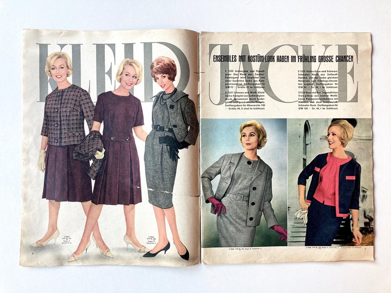 NEUER SCHNITT Vintage Nähzeitschrift Modezeitschrift Modemagazin mit Schnittmustern Januar 1961 Schwabe Verlag Bild 3