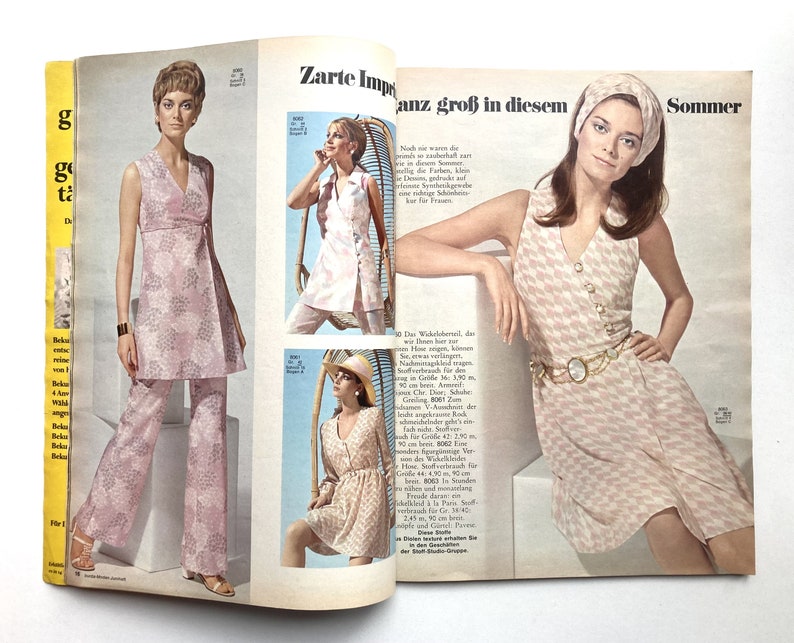BURDA MODEN Vintage Modezeitschrift Modemagazin mit Schnittmustern Heft 4 / April 1968 image 2
