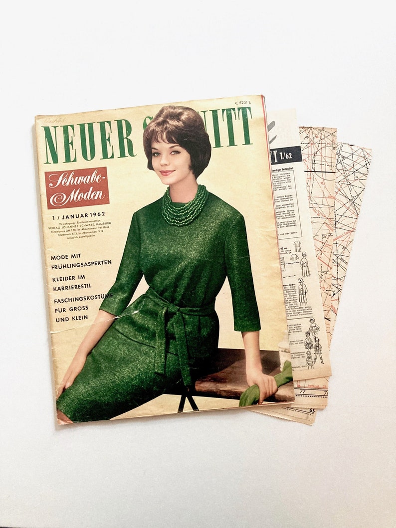 NEUER SCHNITT Vintage Nähzeitschrift Modezeitschrift Modemagazin mit Schnittmustern Januar 1961 Schwabe Verlag Bild 1