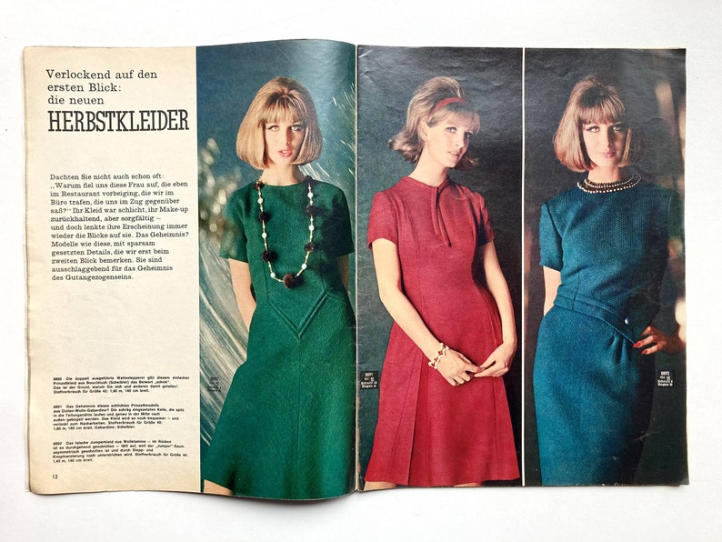 BURDA MODEN Vintage Nähzeitschrift Modemagazin mit Schnittmustern Heft Nr. 8 August 1963 Bild 5