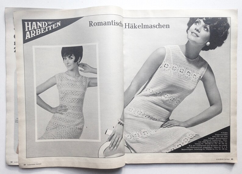 BURDA MODEN Vintage Modezeitschrift Modemagazin mit Schnittmustern Heft 4 / April 1968 Bild 9