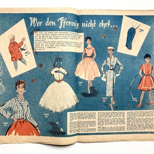 FREUNDIN DER FRAU Vintage Nähzeitschrift Modezeitschrift Modeheft mit Schnittmusterbogen März 1958 Bild 2