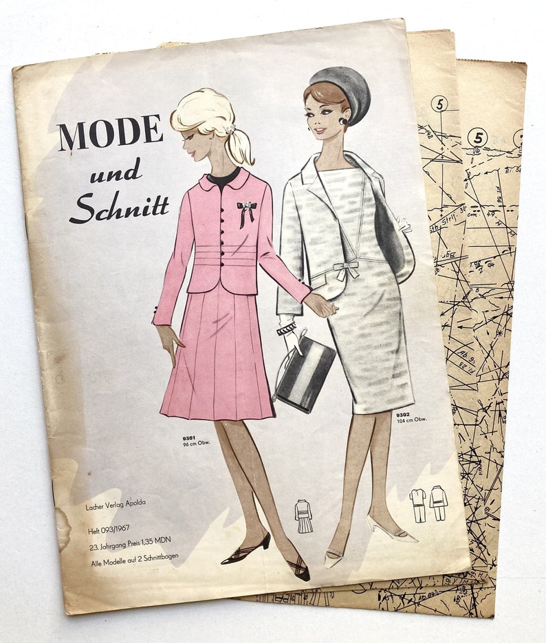 MODE UND SCHNITT Vintage Nähzeitschrift Modezeitschrift Modemagazin mit Schnittmusterbögen Heft 093 von 1967 image 1