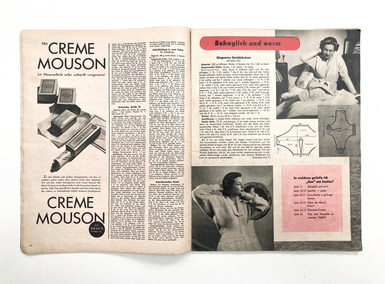 NEUE STRICKMODEN Vintage Modezeitschrift Strickheft Handarbeitsmagazin mit Strickanleitungen Herbst/Winter 1950er Jahre image 5