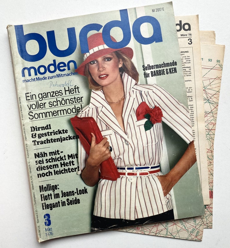 BURDA MODEN vintage Modezeitschrift Modemagazin mit Schnittmustern März 1976 Bild 1
