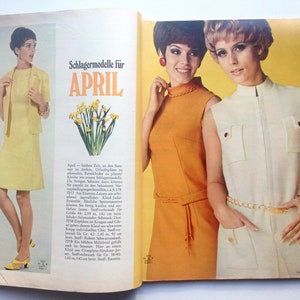 BURDA MODEN Vintage Modezeitschrift Modemagazin mit Schnittmustern Heft 4 / April 1968 Bild 2