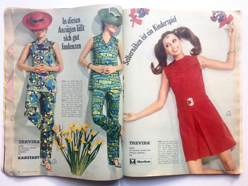 BURDA MODEN Vintage Modezeitschrift Modemagazin mit Schnittmustern Heft 4 / April 1968 Bild 8