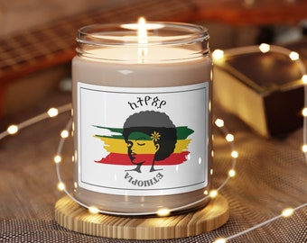 Bandera de Etiopía vela afro de 9 oz, regalo para Habesha Nueva Enat Mamá Mamá Esposa Novia Tía Abuela, Cumpleaños Regalo de Aniversario de Navidad