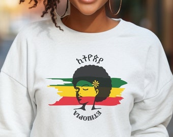 Ethiopian Flag Sweatshirt, Habesha Pride, Unisex Crewneck