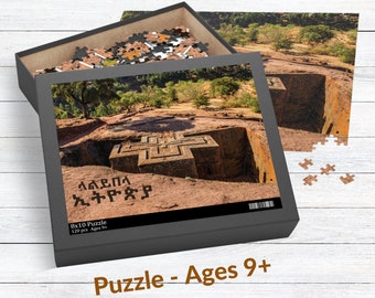 Ethiopia Lalibela Jigsaw Puzzle, Habesha family game gift, kids Gena Christmas Xmas birthday gift, travel history lover, African puzzle
