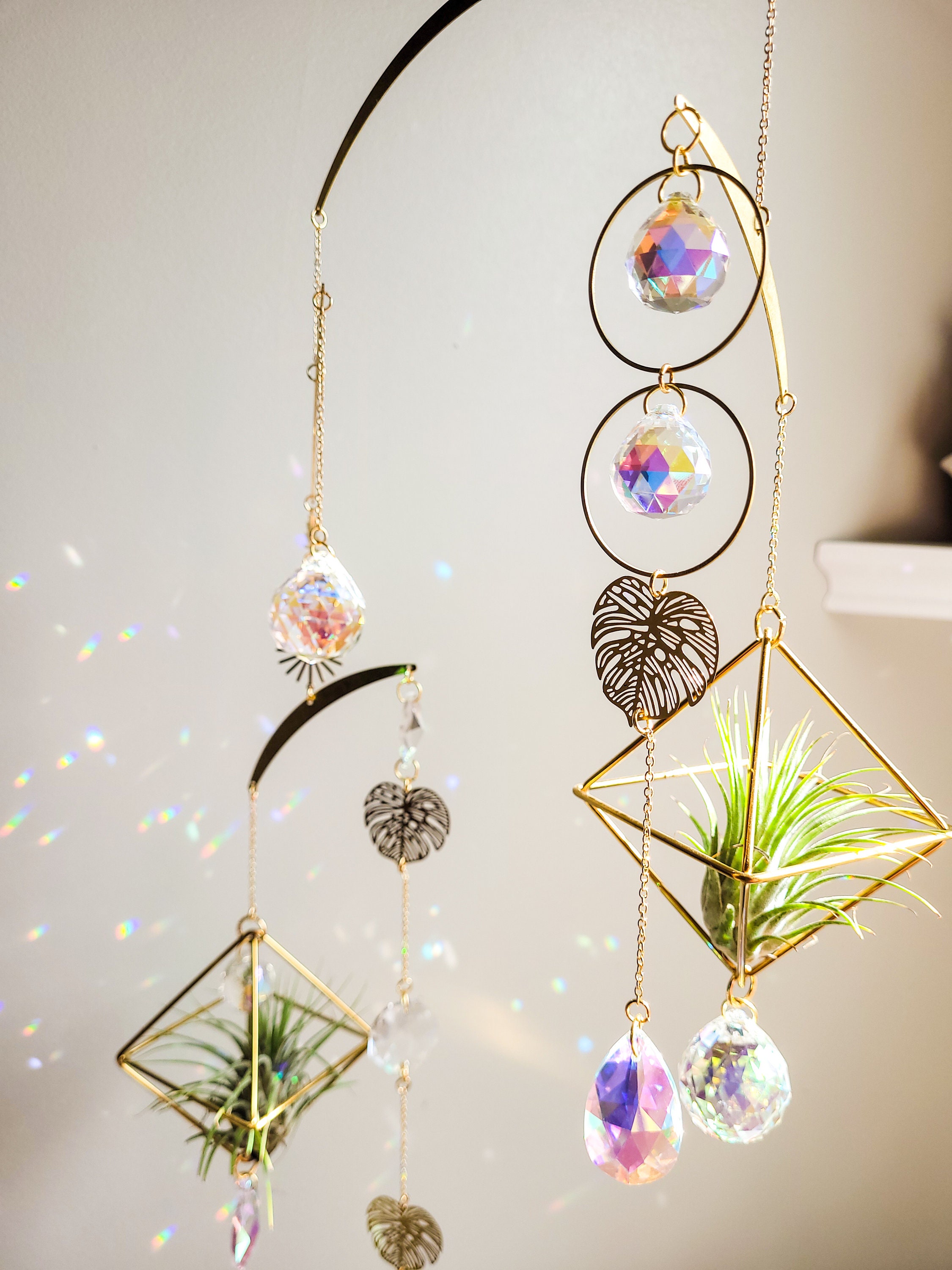 Plant Mobile Suncatcher Plant Hanger Crystal Suncatcher Etsy