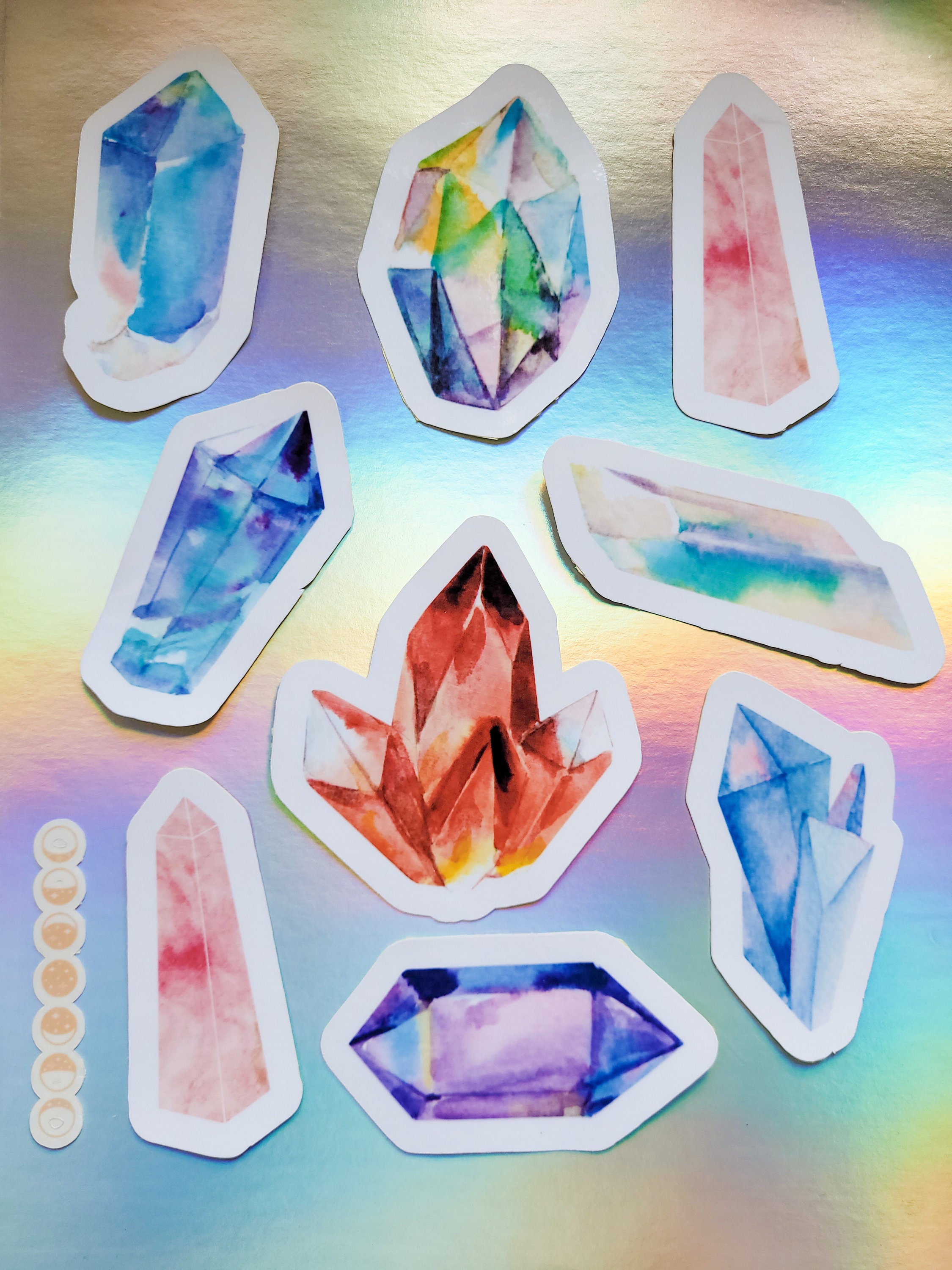 Crystal Sticker Set Watercolor Crystal Stickers Planner Etsy
