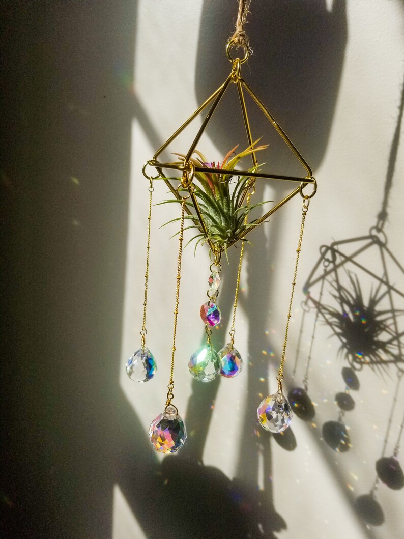 Gold Air Plant Hanger and Suncatcher Crystal Air Plant Etsy