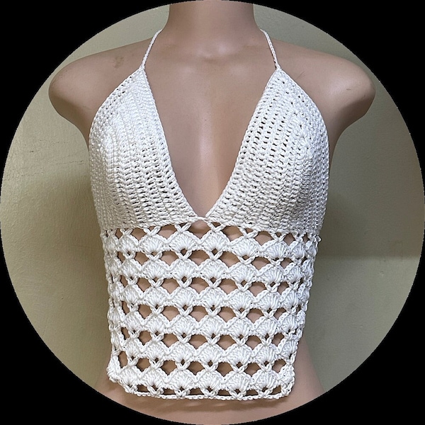 open shell stitch crochet bralette / top