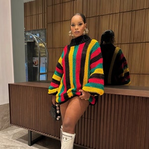 Rastafarian crochet sweater dress / crochet mesh dress