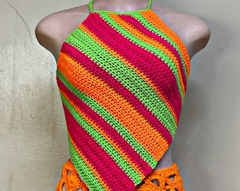 Crochet diamond halter top