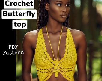 Top motif papillon (au crochet)