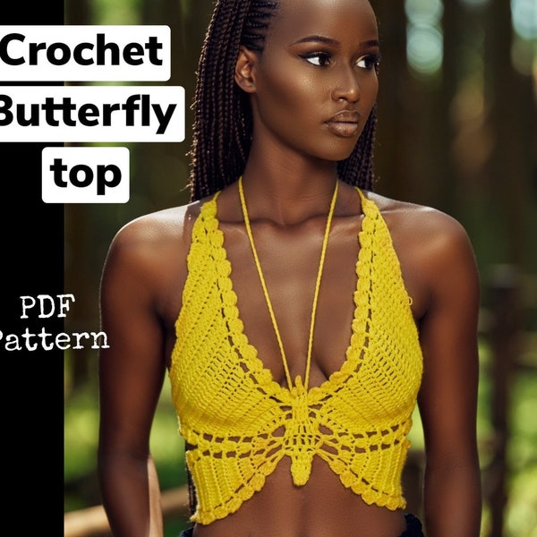 Top motif papillon (au crochet)