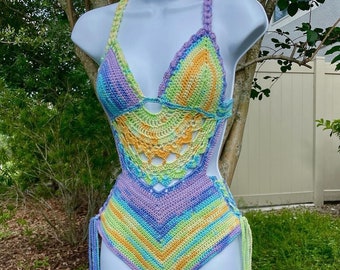 Monokini/ traje de baño mandala de ganchillo