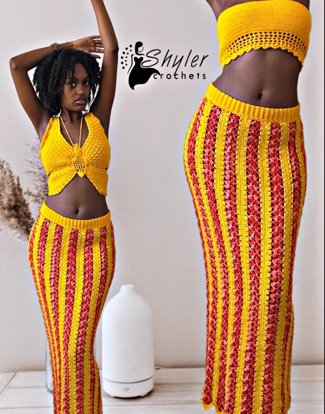 スカート [THREE TO EIGHTY] UNBALANCE CROCHET SHIRRING SKIRT Crochet Pattern Skirt - Etsy