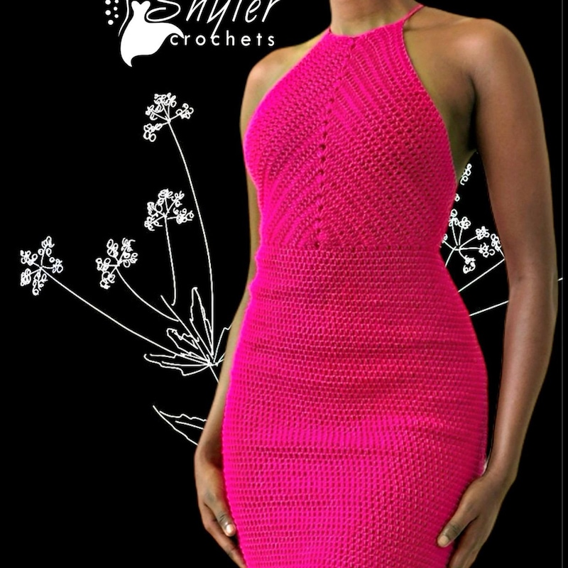 CROCHET KNIT HALTER TIE BACK DRESS