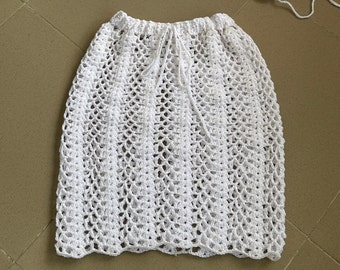 Jupe en maille au point de dentelle au crochet | jupe cache-maillot au crochet