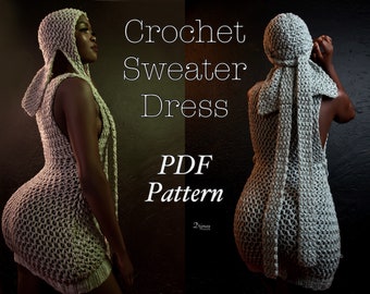 crochet sweater dress, crochet textured vest, crochet dress, shylercrochets dress