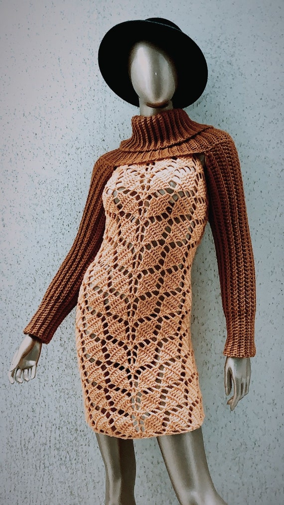 HIGH-NECK Super Cropped Crochet Sweater - Etsy UK