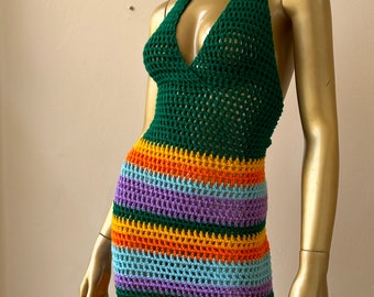 Crochet Mesh Open Back Dress - Etsy