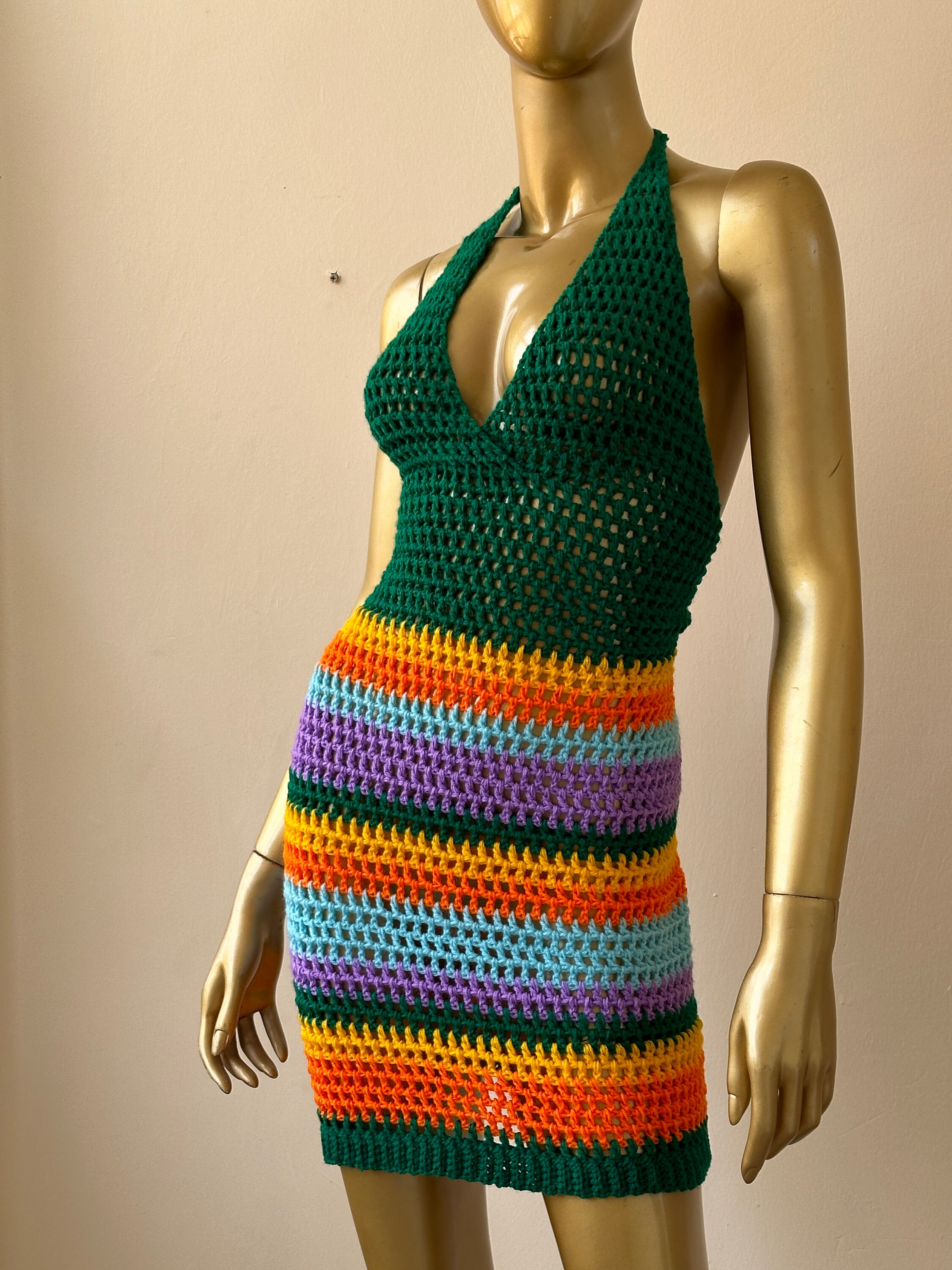 Crochet Mesh Open Back Dress - Etsy
