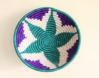 Wall basket-12" African Woven Basket-Woven Baket-Sisal and Sweetgrass-Rwadan basket-Hanging basket-African basket