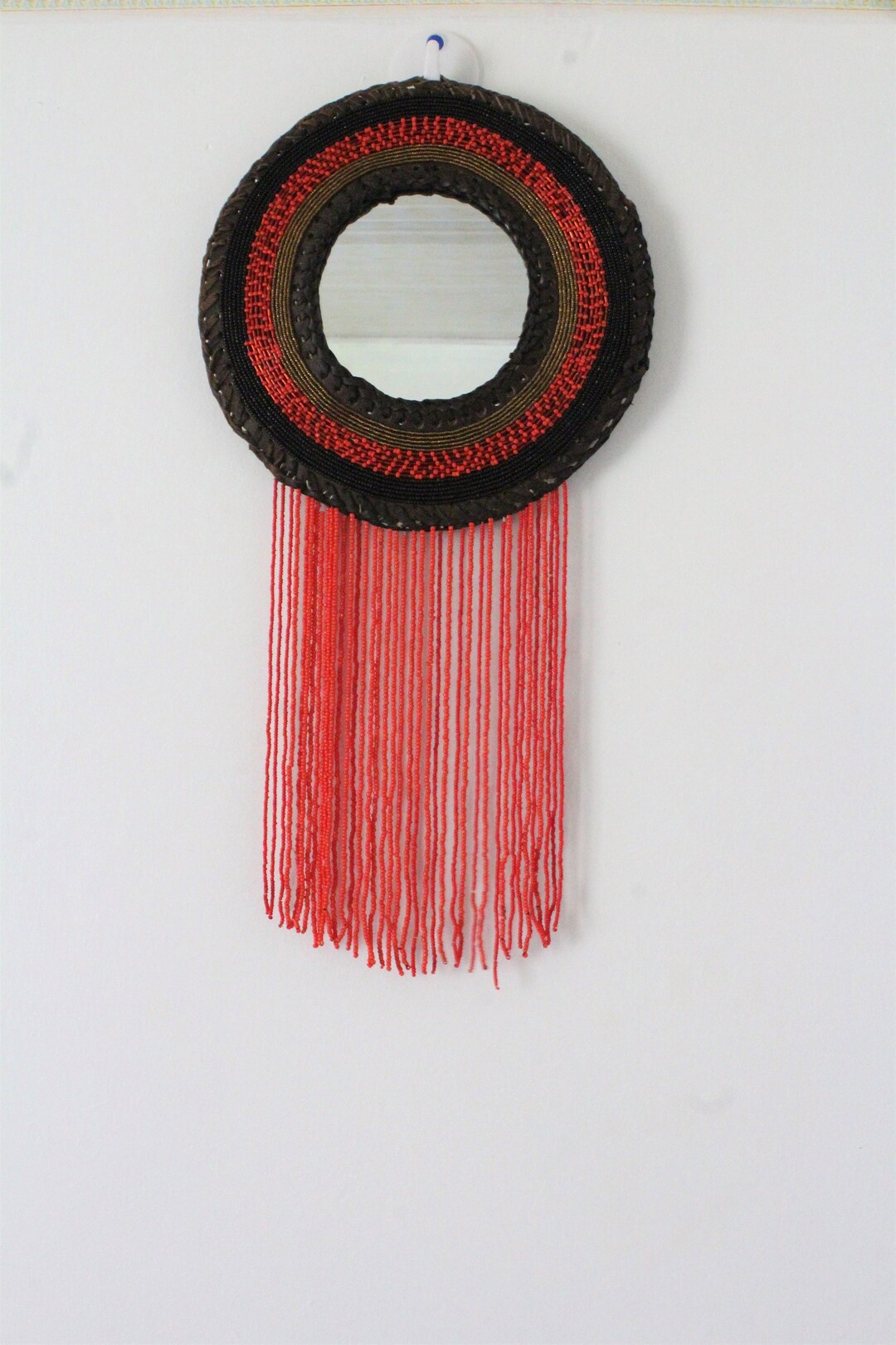 African Wall Mirror Decorbeaded Wall Hangingafrica Wall Etsy