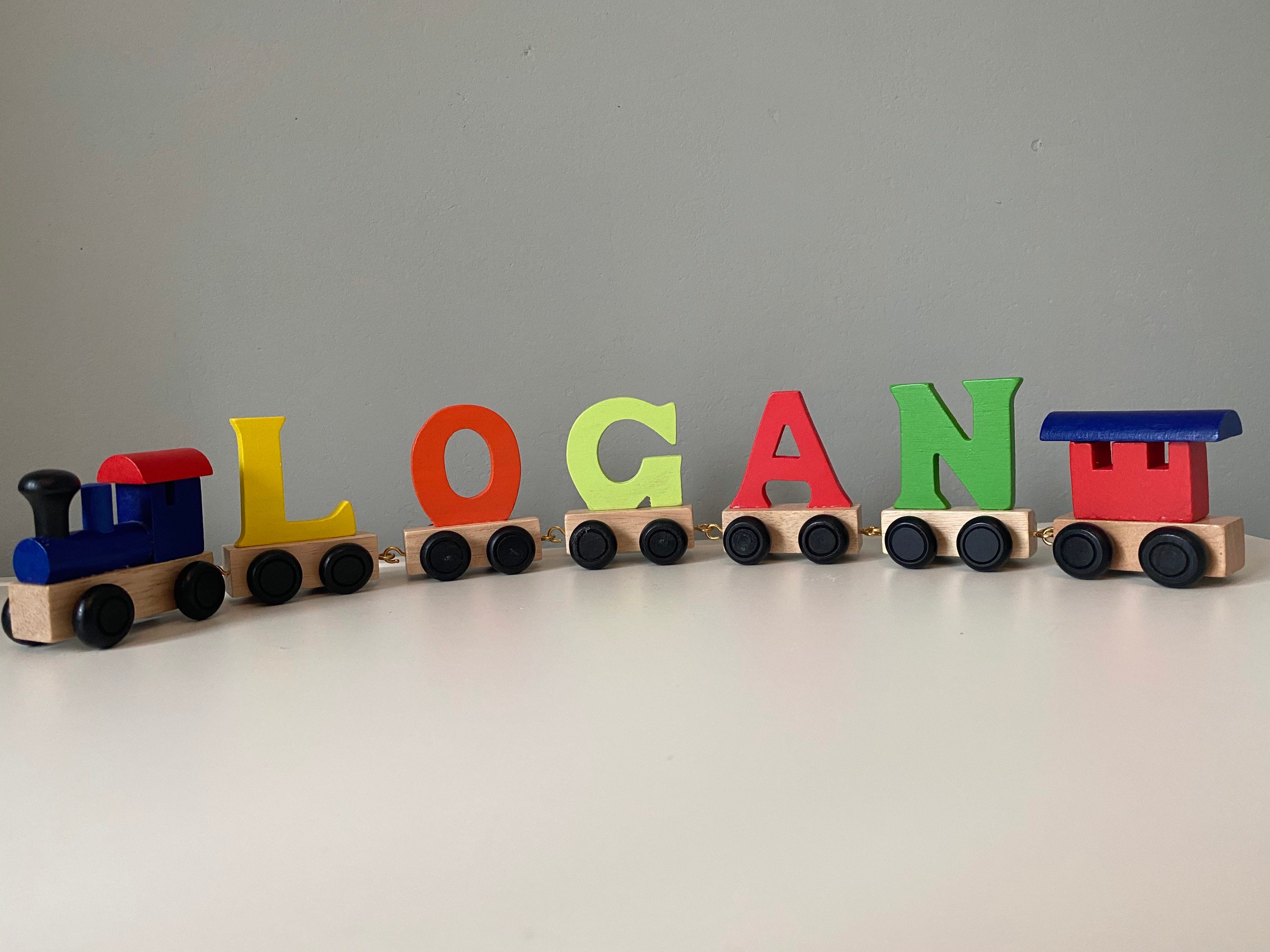 Wooden Railway Personalised Name Train Alphabet Letters Childrens Gift 