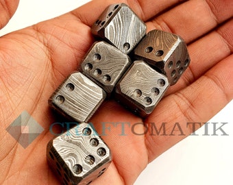 Damascus Cube D6 | 18mm | High Quality Damascus Steel Casino Dice | DD02