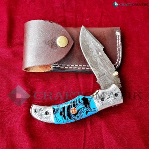 Pocket knife | Jackknife | Damask knife | Handmade Damascus Outdoor Knife | Rescue knife | Hunting | FK45