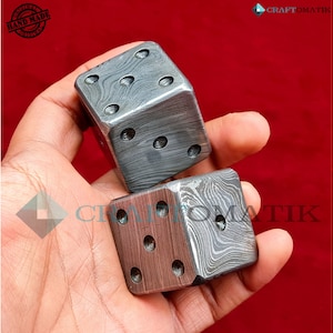 Damascus Cube D6 | 35mm | High Quality Damascus Steel Casino Dice | DD03