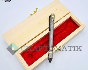 Damascus Steel Ballpoint Pen Gift Set| Handmade Pen Set Damascus | DP02