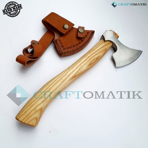 Viking bearded ax | Garden ax | Cleaver | Ax | Carbon steel ash wood leather sheath | Gift ax | VAX03 |