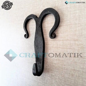 Hook | Medieval wall hook | Hand-forged wrought iron coat rack | Nostalgic antique style | HFWH09