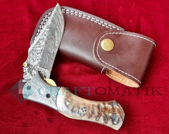 Pocket knife | Jackknife | Damask knife | Handmade Damascus Outdoor Knife | Rescue knife | Hunting | FK47