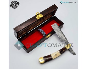 Rasiermesser | Damaszener Stahl | Geschenk Set | Hochwertig Herren Geschenk | Barber Razor DBR39